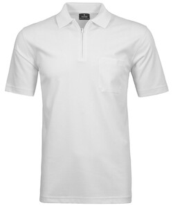 Ragman Uni Easy Care Zipper Poloshirt Pima Cotton Mix White