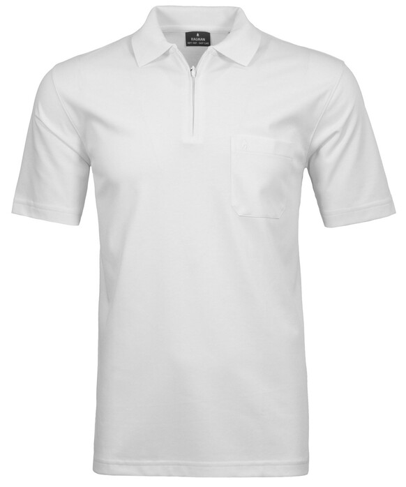 Ragman Uni Easy Care Zipper Poloshirt Pima Cotton Mix White
