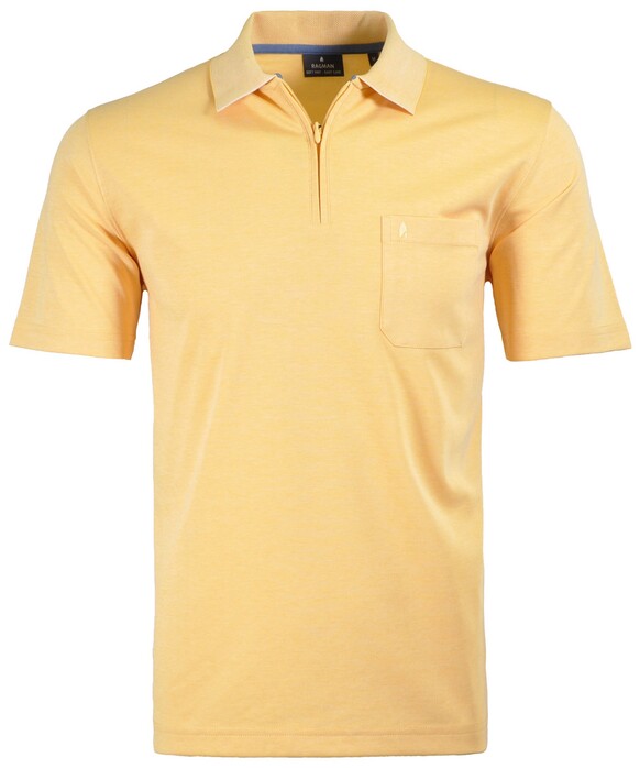 Ragman Uni Easy Care Zipper Poloshirt Pima Cotton Mix Yellow