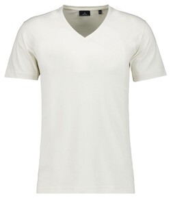 Ragman Uni Solid V-Neck Pima Cotton T-Shirt Ecru