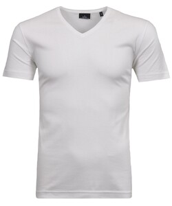 Ragman Uni Solid V-Neck Pima Cotton T-Shirt Wit
