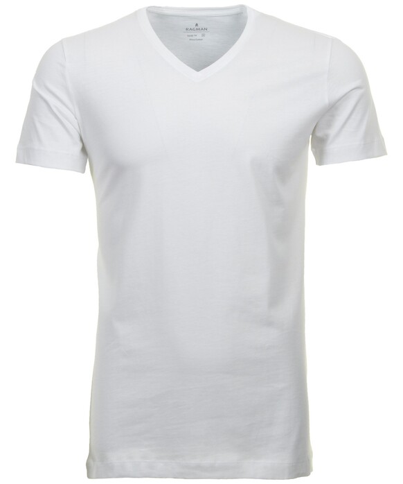 Ragman Uni V-Neck Bodyfit Single Jersey 2Pack T-Shirt Wit