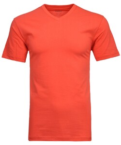 Ragman Uni V-Neck Single Jersey T-Shirt Coral