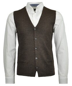 Ragman Uni Wool Buttons Gilet Bruin