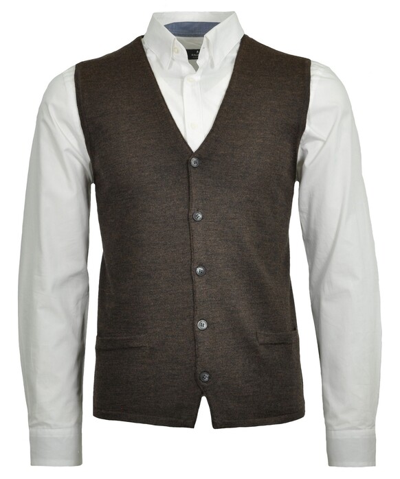 Ragman Uni Wool Buttons Waistcoat Brown