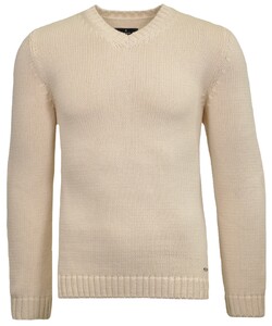Ragman V-Neck Bold Knit Pullover Trui Ecru