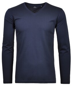 Ragman V-Neck Pima Cotton Luxury Longsleeve T-Shirt Dark Evening Blue