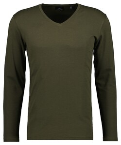 Ragman V-Neck Pima Cotton Luxury Longsleeve T-Shirt Dark Green