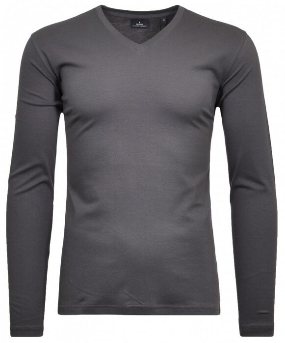 Ragman V-Neck Pima Cotton Luxury Longsleeve T-Shirt Slate