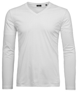 Ragman V-Neck Pima Cotton Luxury Longsleeve T-Shirt White