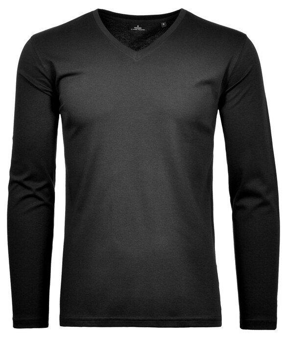 Ragman V-Neck Pima Cotton Luxury Longsleeve T-Shirt Zwart