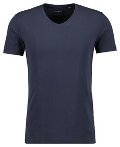 Ragman V-Neck Uni Color Body Fit Cotton Stretch T-Shirt Marine