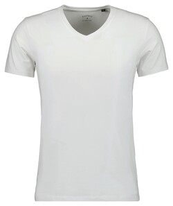 Ragman V-Neck Uni Color Body Fit Cotton Stretch T-Shirt Wit