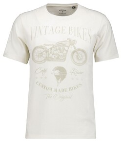 Ragman Vintage Bikes Graphic Cotton Round Neck T-Shirt Ecru