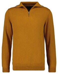 Ragman Zip Collar Knitted Cotton Cashmere Pullover Pumpkin