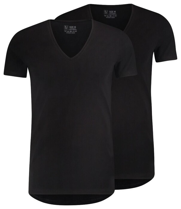 RJ Bodywear 2Pack Everyday Nijmegen Diepe V-Hals T-Shirt Ondermode Zwart
