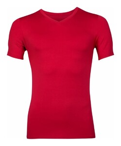 RJ Bodywear Pure Color V-hals T-Shirt Ondermode Donker Rood