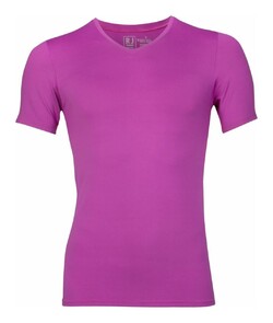 RJ Bodywear Pure Color V-hals T-Shirt Ondermode Donker Roze