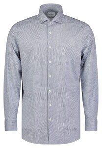 Roy Robson Allover Abstract Micro Pattern Overhemd Donker Blauw