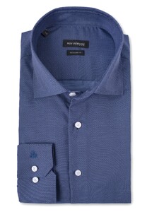 Roy Robson Allover Fine Pattern Contrast Buttons Overhemd Donker Blauw