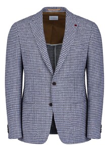 Roy Robson Cotton Blend Pied-de-Poule Colbert Blauw