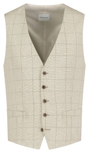 Roy Robson Cotton Linnen Blend Check Gilet Licht Beige