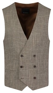 Roy Robson Fantasy Line Check Pattern Waistcoat Brown