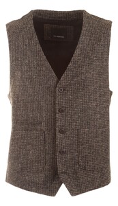 Roy Robson Fine Melange Check Gilet Bruin