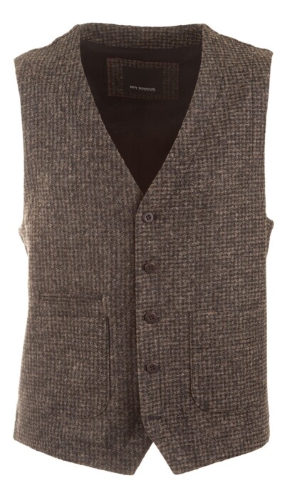 Roy Robson Fine Melange Check Waistcoat Brown