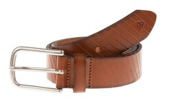Roy Robson Leather Cut Line Belt Cognac