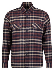 Roy Robson Multi Check Double Chest Pocket Cotton Overshirt Dark Blue-Red
