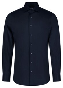 Roy Robson Slim Uni Color Cotton Tone on Tone Buttons Overhemd Navy