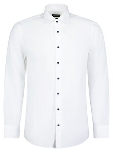Roy Robson Solid Color Cotton Contrast Buttons Overhemd Wit