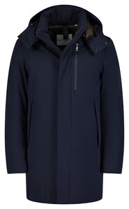 Roy Robson Solid Color Hood Detail Zip Buttons Jack Donker Blauw
