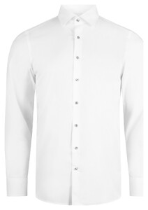 Roy Robson Solid Color White Buttons Cotton Subtle Stretch Overhemd Wit