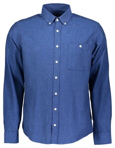 Roy Robson Solid Color White Contrast Buttons Overhemd Blauw