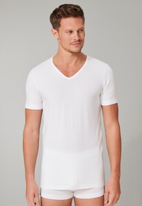 Schiesser 95/5 Shirt Short Sleeve Low V-Neck Organic Cotton 2Pack Underwear White