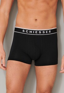 Schiesser 95/5 Shorts Organic Cotton Elastic Waistband 3Pack Ondermode Zwart