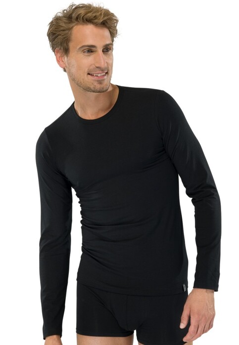 Schiesser 95-5 T-Shirt Lange Mouw Ondermode Zwart