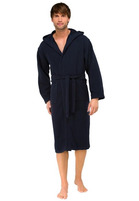 Schiesser Badjas Uni Cotton Nightwear Dark Evening Blue