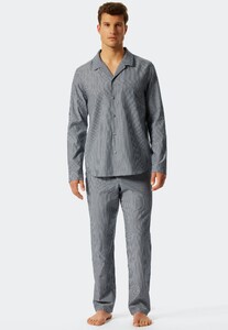 Schiesser Cotton Tencel Selected! Premium Striped Nightwear Dark Evening Blue