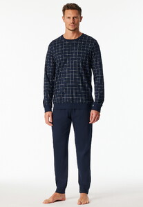 Schiesser Dark Interlock Check Nightwear Night Blue