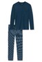 Schiesser Ebony Lange Pyjama Nachtmode Donker Blauw