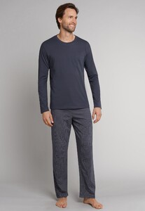 Schiesser Ebony Lange Pyjama Nightwear Anthracite Grey