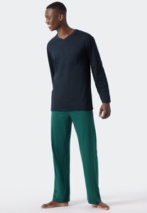 Schiesser Essentials Nightwear Single Jersey Nightwear Dark Green-Dark Blue