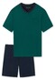 Schiesser Essentials Nightwear Single Jersey Short Sleeve Dark Green-Dark Blue