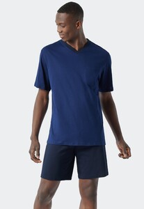 Schiesser Essentials Nightwear Single Jersey Short Sleeve Nachtmode Royal Blue-Dark Blue