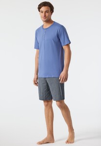 Schiesser Fashion Nightwear Organic Cotton Short Pajamas Nightwear Jeans Blue