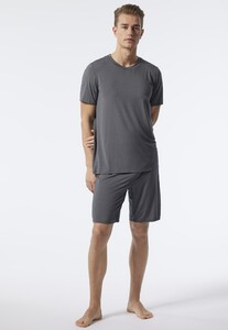 Schiesser Long Life Soft Round Neck Pajamas Nightwear Dark Gray