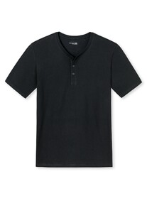 Schiesser Mix & Relax Cotton T-Shirt Knoopjes T-Shirt Zwart